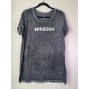 Motherhood Maternity‎ Preggo Graphic Tee Pregnancy Top Gray Large